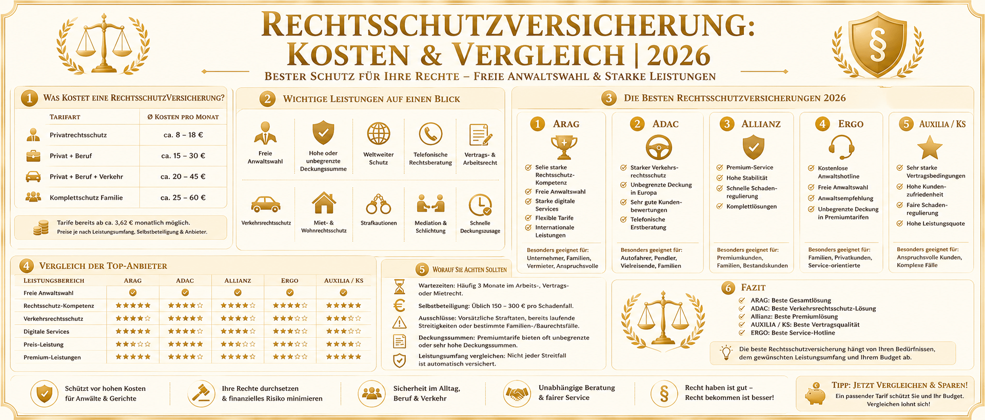 Rechtsschutzversicherung: Kosten und Vergleich 2026
