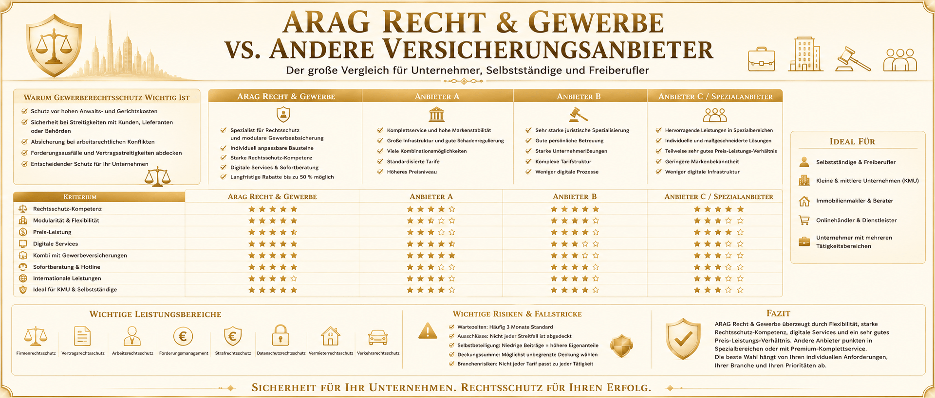 Vergleich der Rechtsschutzanbieter für Unternehmen
