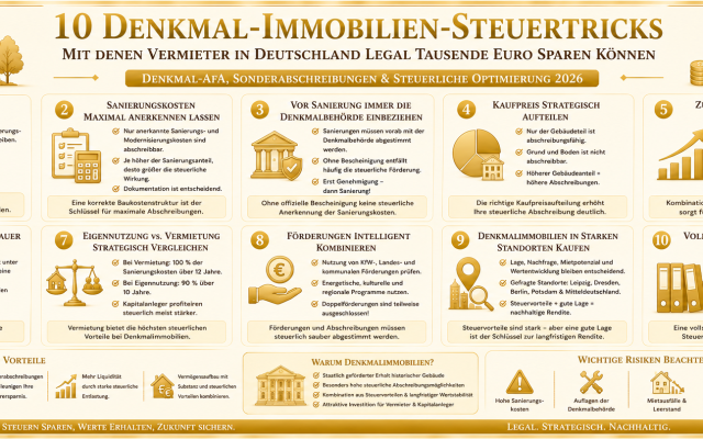🏛️ 10 Denkmal-Immobilien-Steuertricks, mit denen Vermieter in Deutschland legal Tausende Euro sparen können