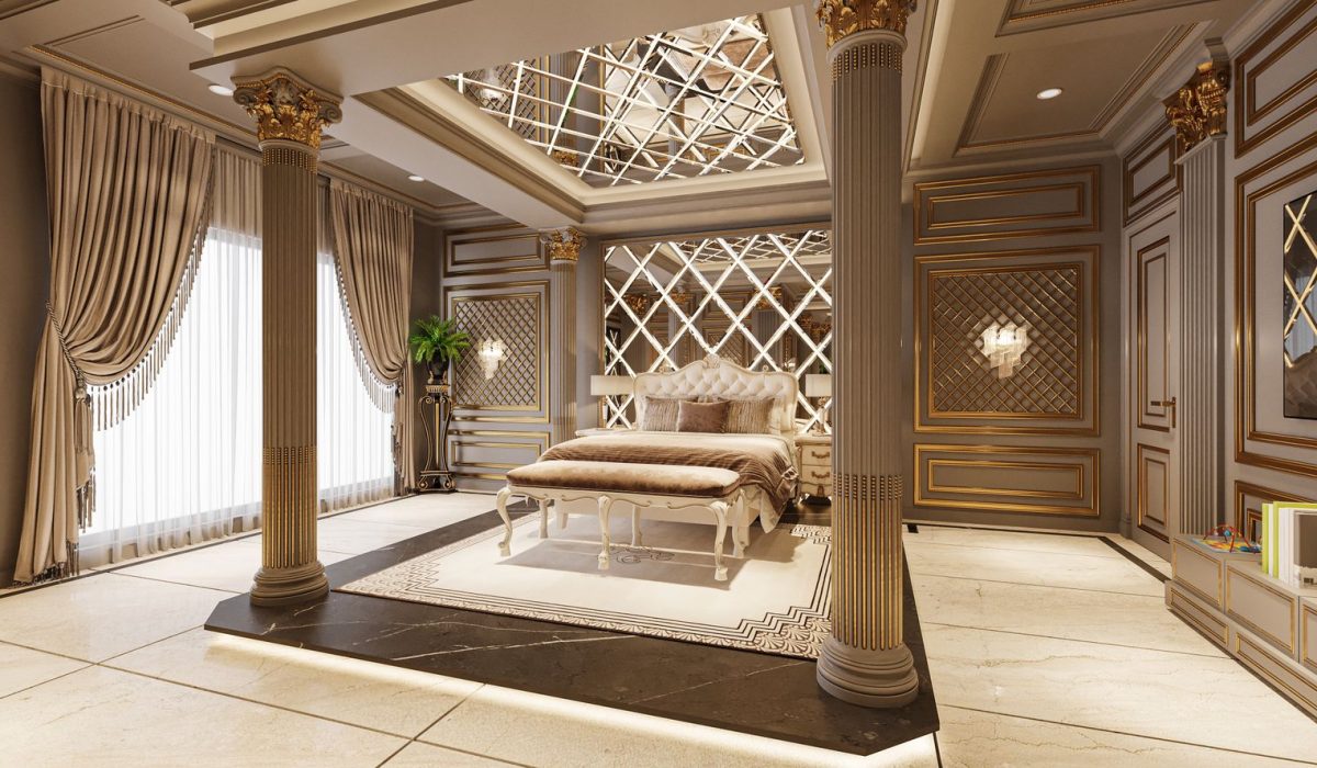 Klassisches Interieur mit goldenen Akzenten